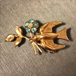 Flying Swallow and Flower Pin